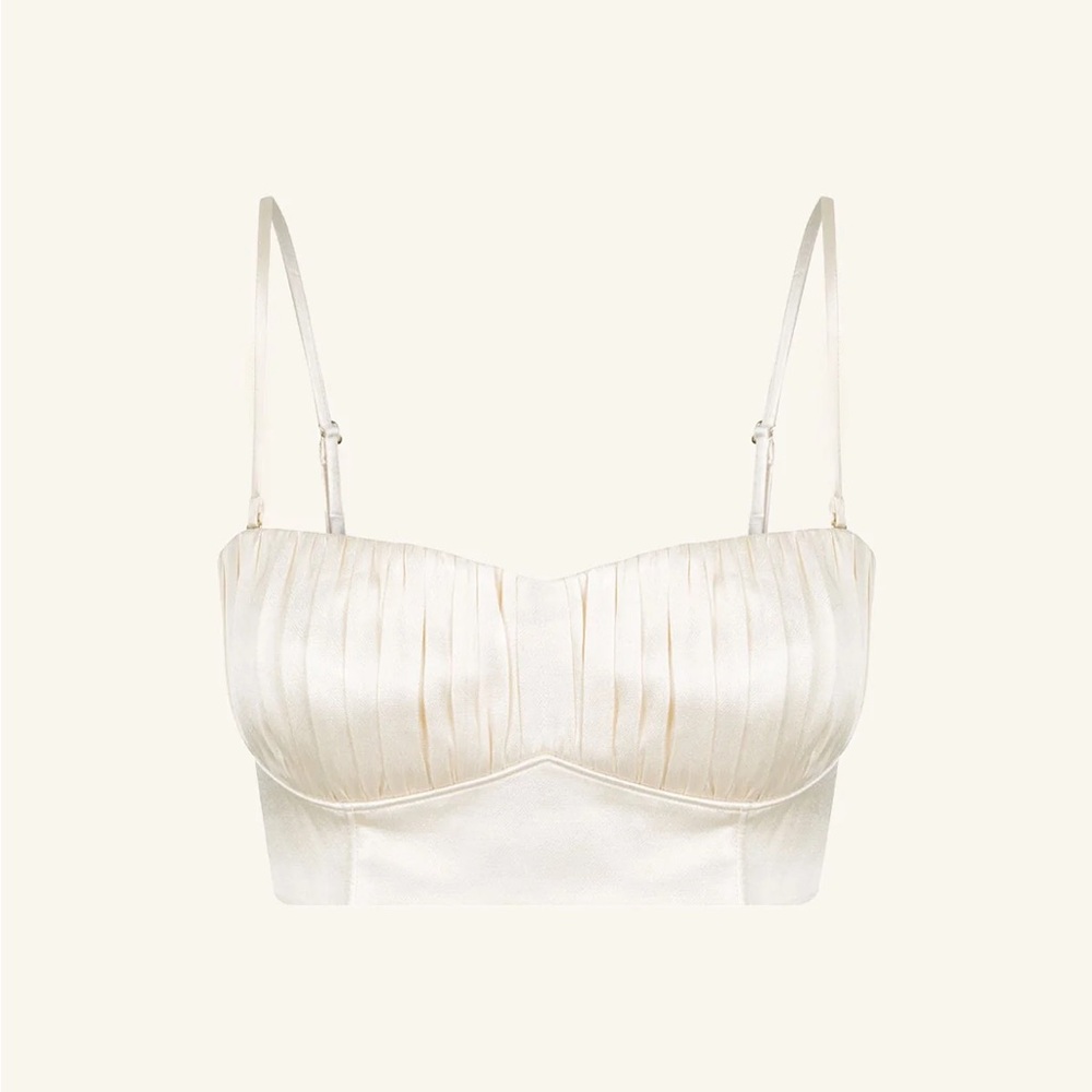 Shona Joy Cream Pleated Crop Top